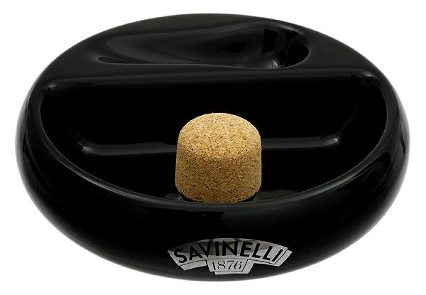 Pipe Accessories Savinelli Ceramic 1 Pipe Round Ashtray W/ Cork Pipe Knocker Black