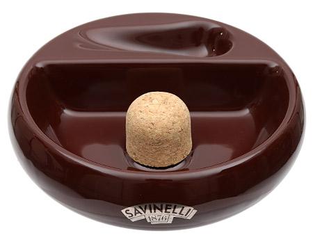 Pipe Accessories Savinelli Ceramic 1 Pipe Round Ashtray W/ Cork Pipe Knocker Maroon