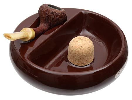 Pipe Accessories Savinelli Ceramic 1 Pipe Round Ashtray W/ Cork Pipe Knocker Maroon
