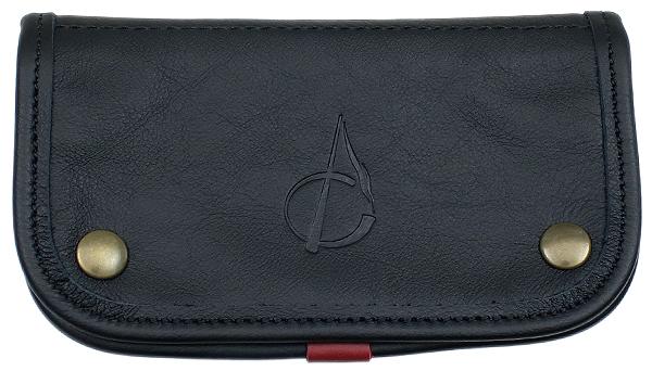 Pipe Accessories Claudio Albieri Italian Leather Elegance Tobacco Pouch Deluxe Black/Red
