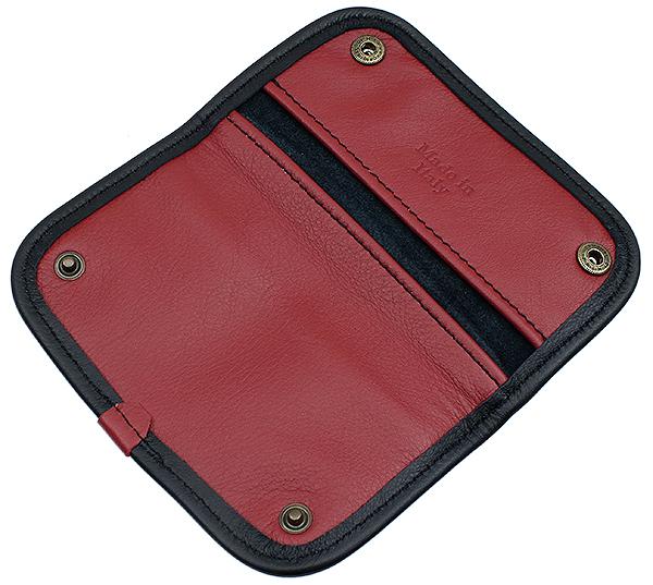 Pipe Accessories Claudio Albieri Italian Leather Elegance Tobacco Pouch Deluxe Black/Red