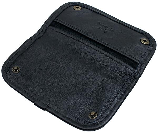 Pipe Accessories Claudio Albieri Italian Leather Tobacco Pouch Deluxe Black