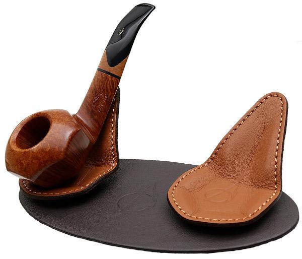 Pipe Accessories Claudio Albieri 2 Pipe Leather Magnetic Stand Dark Brown/Russet