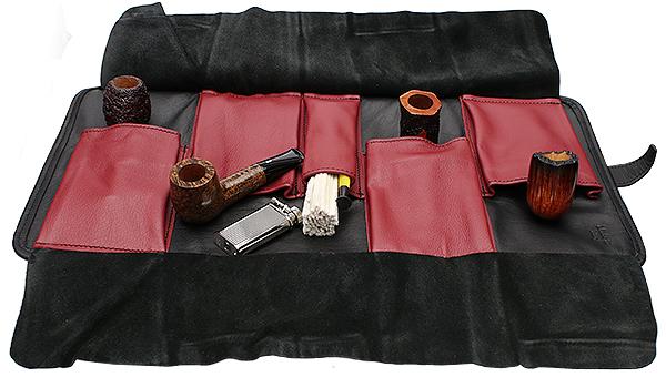 Pipe Accessories Claudio Albieri Italian Leather Elegance Rollup Black/Red