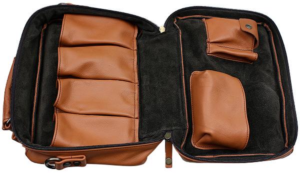 Pipe Accessories Claudio Albieri Italian Leather 4 Pipe Bag Russet