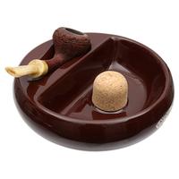 Pipe Accessories Savinelli Ceramic 1 Pipe Round Ashtray W/ Cork Pipe Knocker Maroon