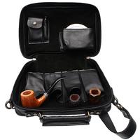 Pipe Accessories Claudio Albieri Italian Leather Elegance 4 Pipe Bag Black