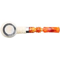 AKB Meerschaum Carved Bent Billiard with Silver Cap (with Case)