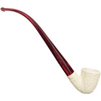 AKB Meerschaum Carved Floral Bent Dublin Churchwarden (Ali) (with Case)