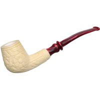 AKB Meerschaum Carved Floral Bent Brandy (Mutlu) (with Case)