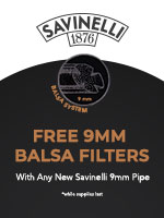 Free 50 pack 9mm Balsa Filters With Any New Savinelli 9mm Pipe